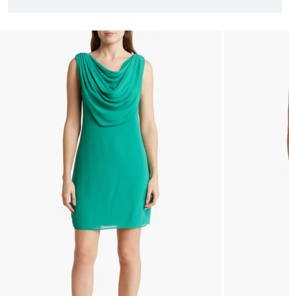 Vince Camuto Dress‎ Womens 12 green Cowl Neck Shift Mini Party NWT
